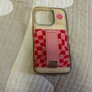 Walli Pink and Red Checkered Phone Case Iphone 14 pro